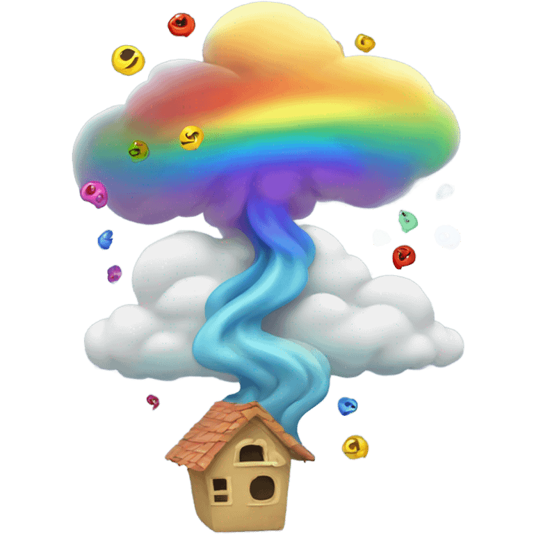 Tornado with little colorful rainbows flying over  emoji