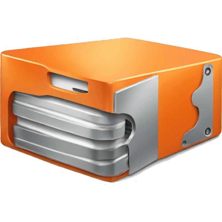 Orange metal hard drive emoji