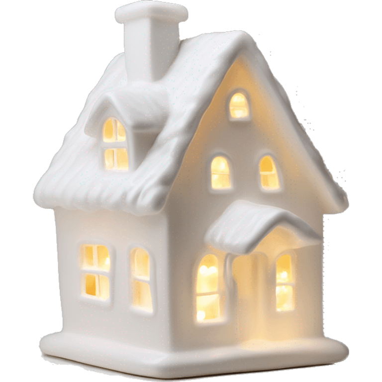 Lit up white porcelain Christmas house simple emoji