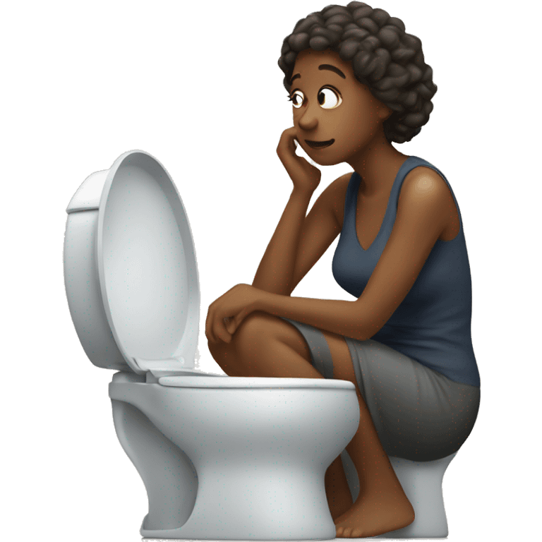 Woman thinking on toilet emoji