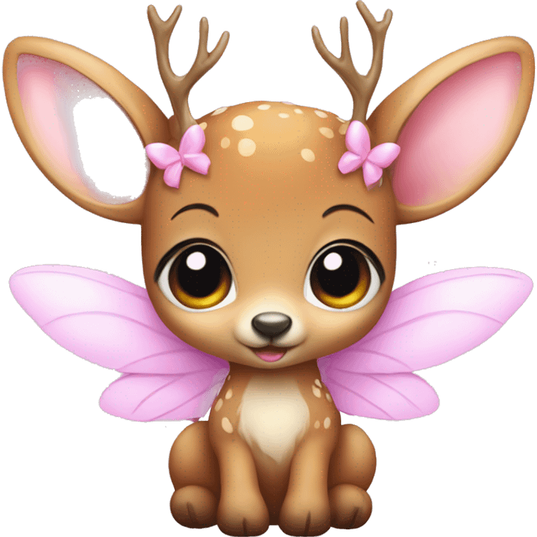 baby deer with fairy wings and a pink bow around its neck  emoji