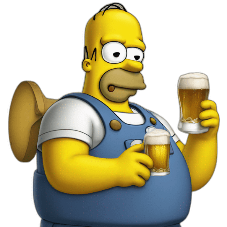 Homer Simpsons hold polig flagg and beer emoji