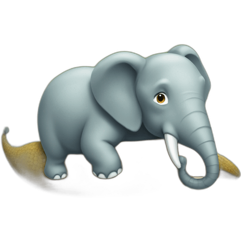 Éléphant sur un cocodile emoji