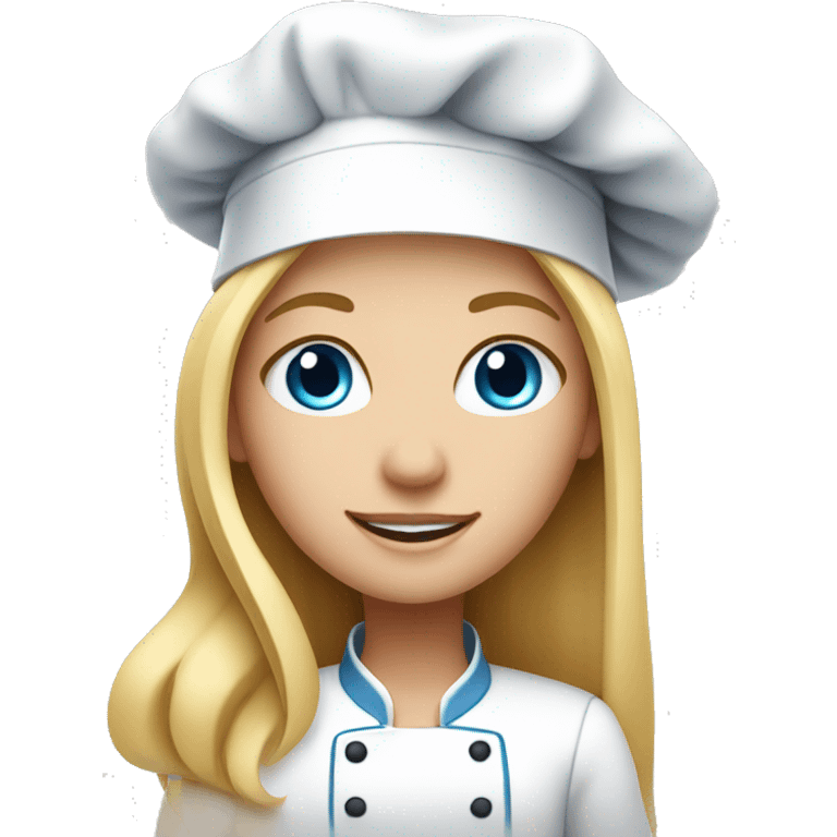 girl chef with long blonde hair blue eyes and chef hat emoji