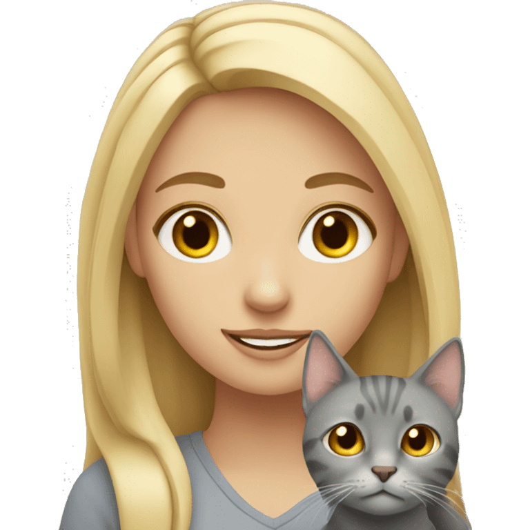 Blonde girl with Grey cat emoji