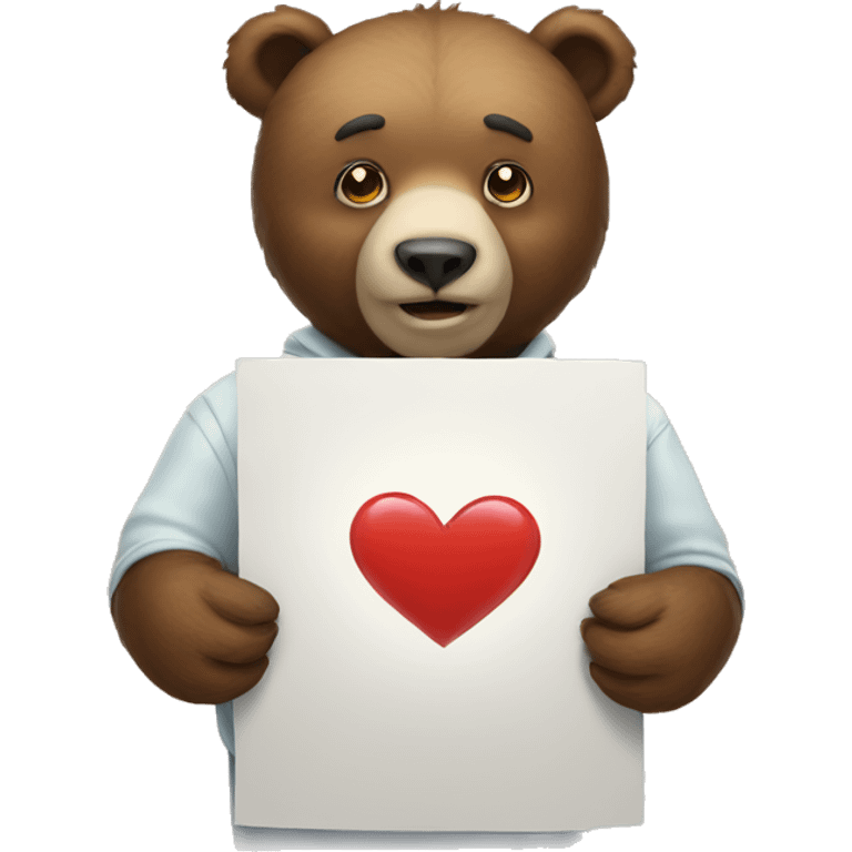 Bear holding white heart emoji