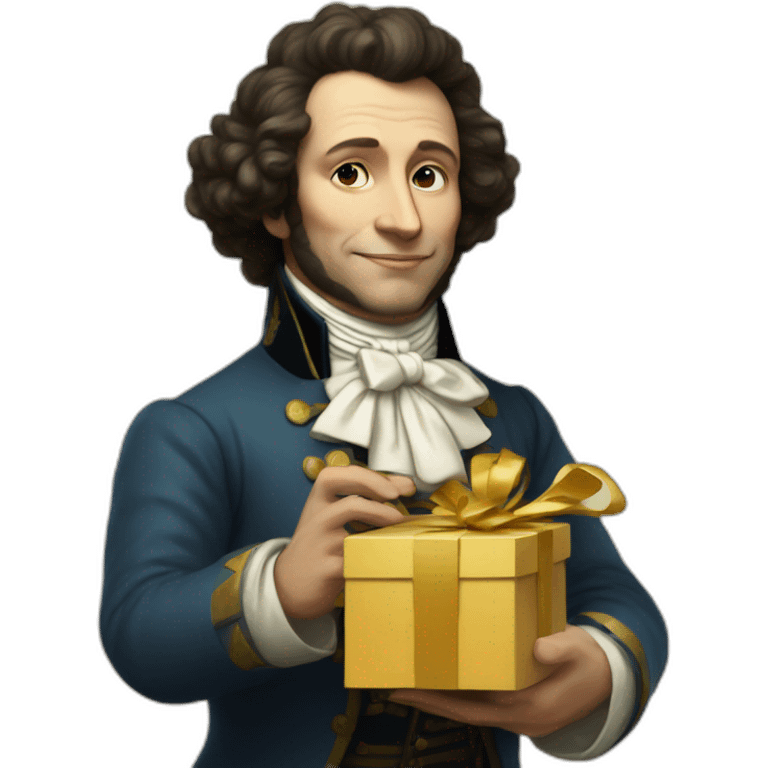 pushkin holds a gift box in his hands emoji