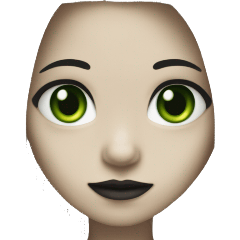 Gothic girl white skin green eyes black dreadlocks emoji