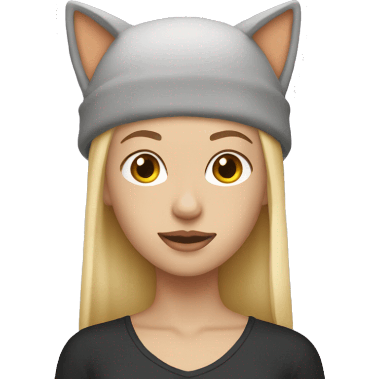 Blonde Girl with cat ear hat on emoji