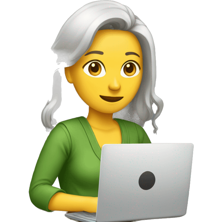 mujer en una pc emoji