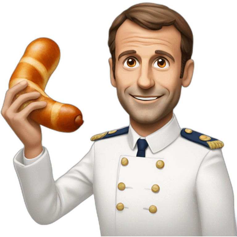 emmmanuel macron holding a saussage emoji