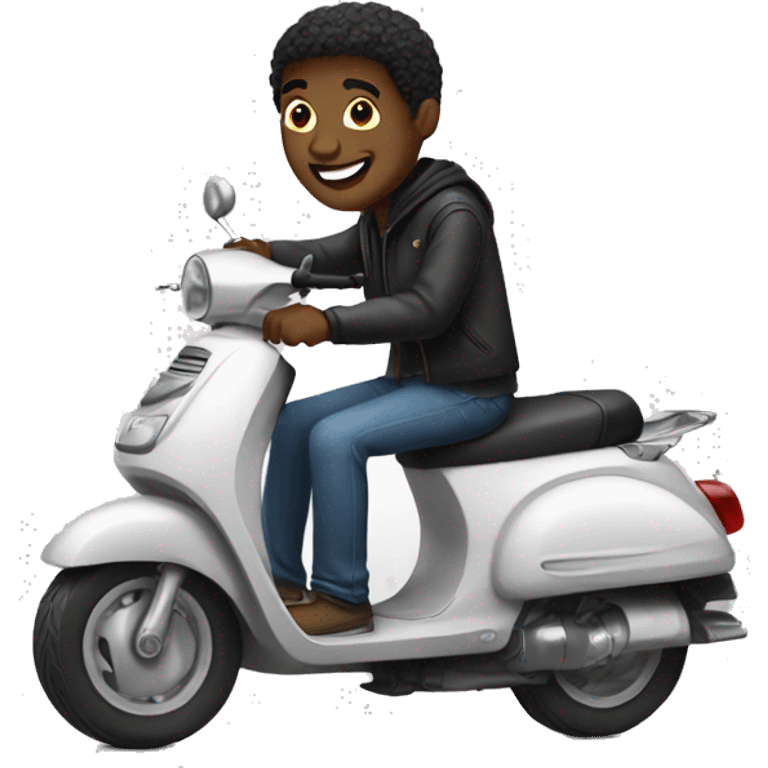 Black guy on scooter emoji