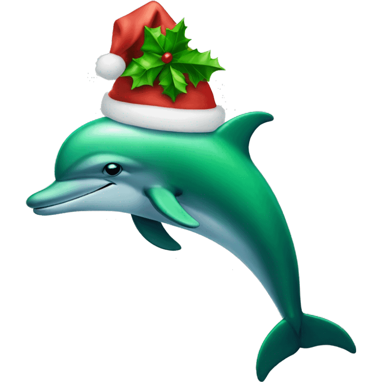 green Christmas dolphin  emoji