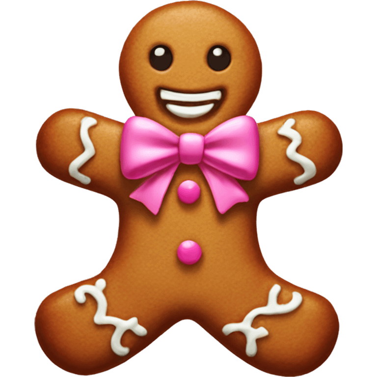 gingerbread man pink bow emoji