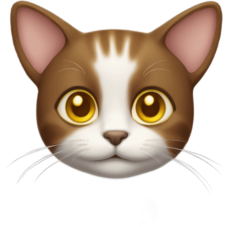 A cute brown cat with yellow eyes and a white neck emoji