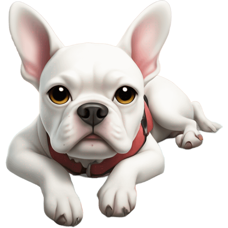 White French bull dog on a surfboard  emoji