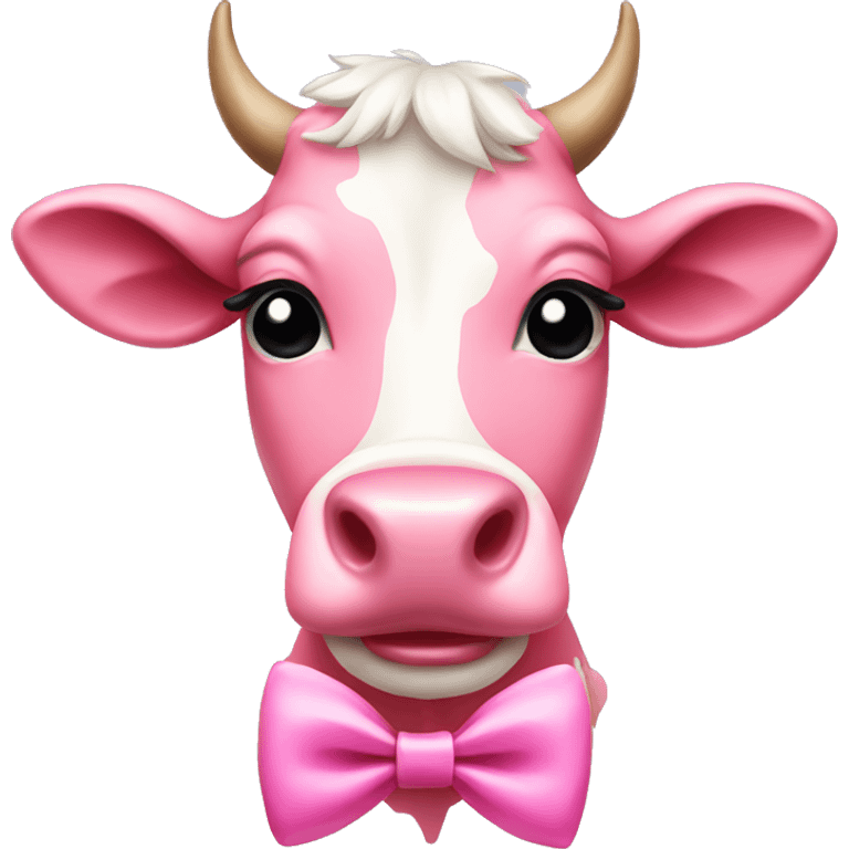 pink cow with pink nose and pink bow emoji