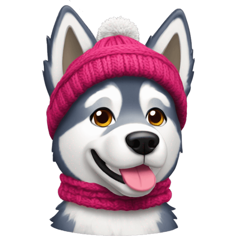 Husky Dog with knitted hat emoji