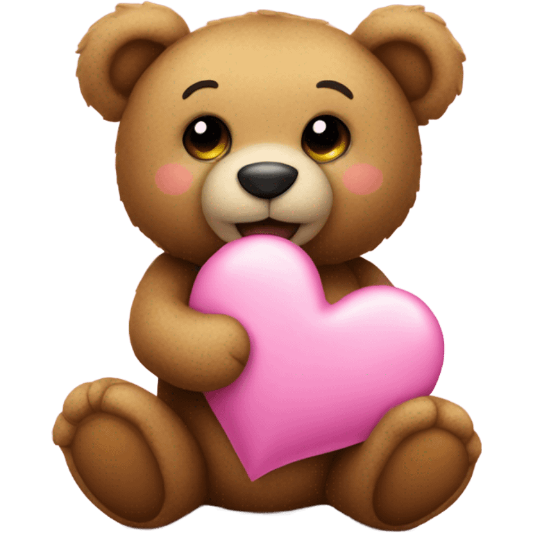 Teddy bear holding a pink heart  emoji