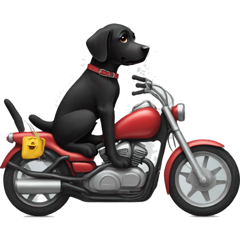 black lab riding motorbike emoji