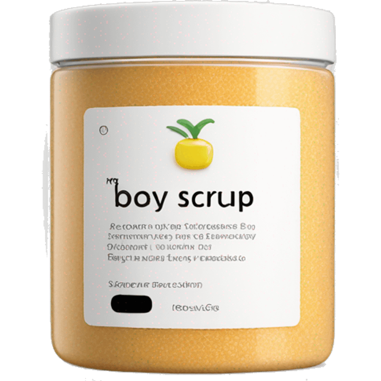 body scrub pot with label emoji