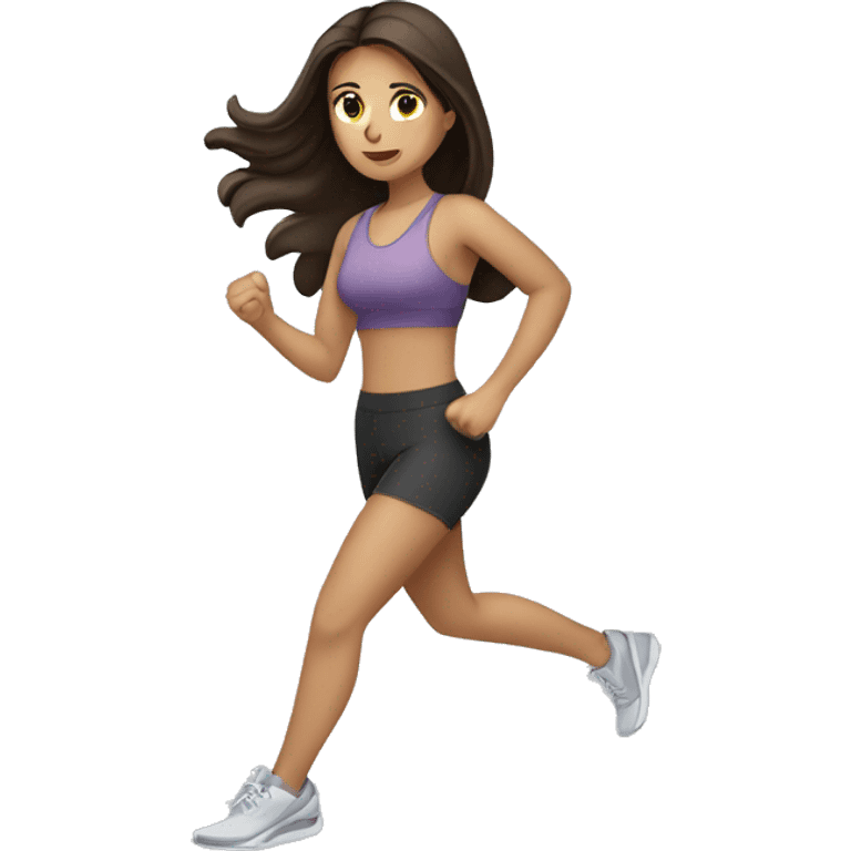 beautiful brunette girl exercising calmly emoji