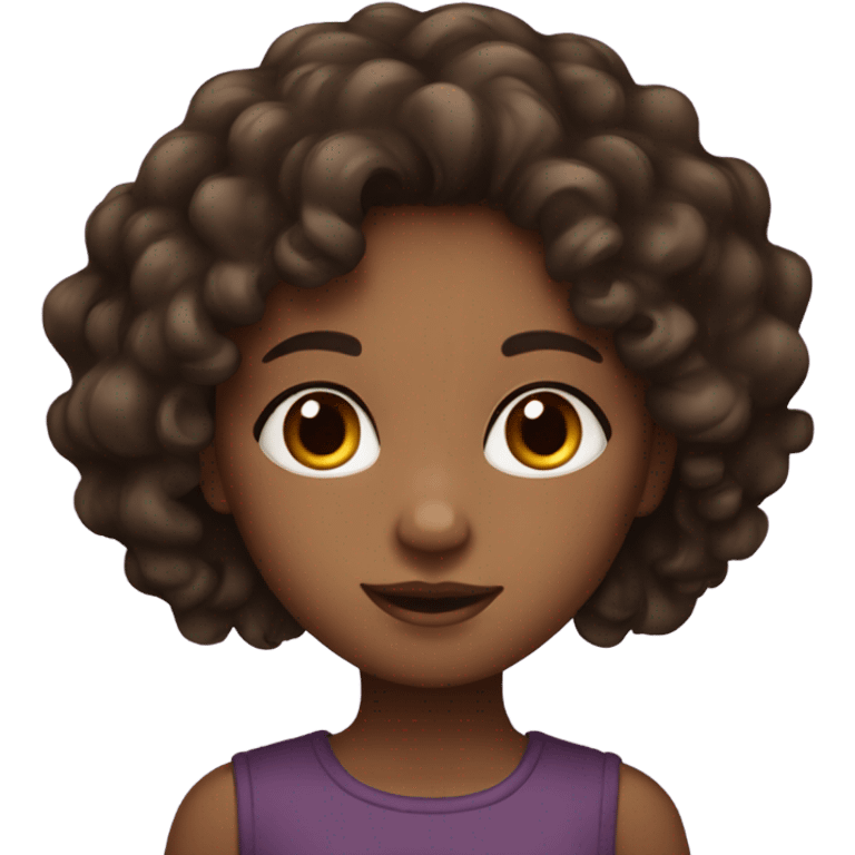 girl with dark brown curly hair and brown skin emoji