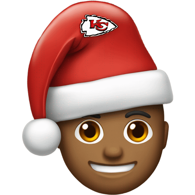 Kansas City Chiefs logo with a Christmas hat on it emoji