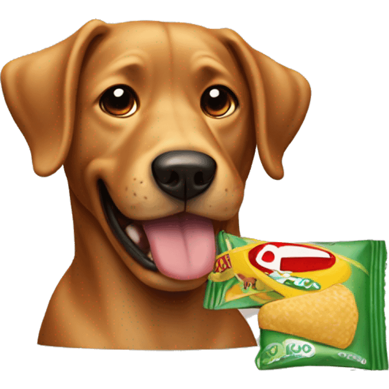 dog chewing empty crisp packet emoji