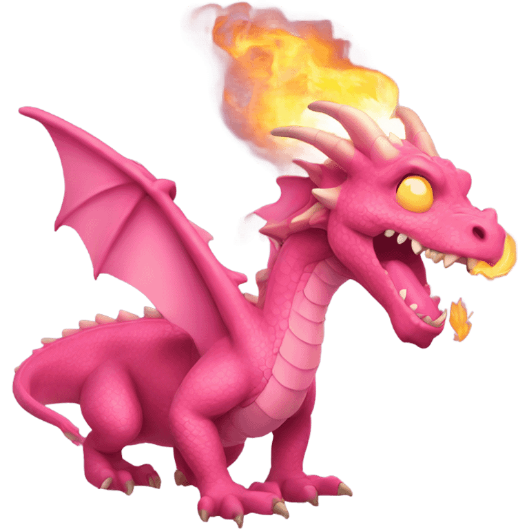 Pink dragon breathing fire emoji