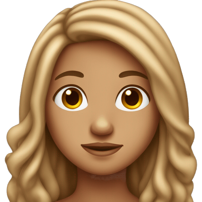 Tan girl with long brown hair and freckles  emoji