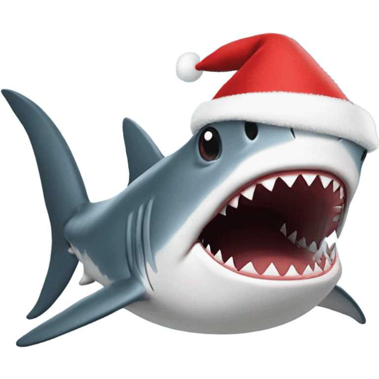 Shark with a Santa hat emoji