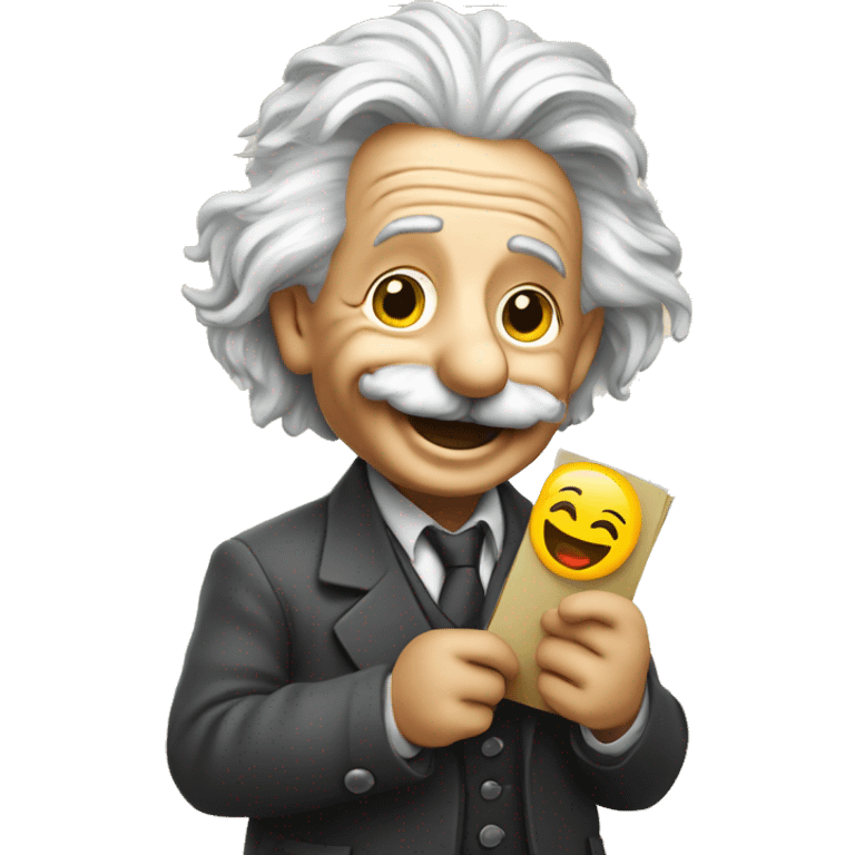 happy albert einstein holds chart in his hand emoji