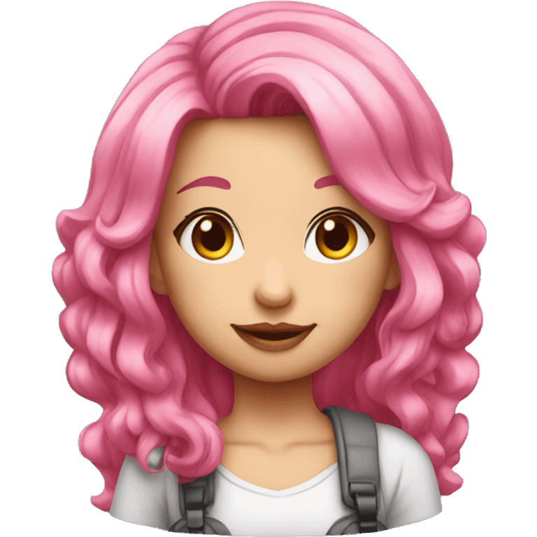 Girl, pink hair pewce sign  emoji