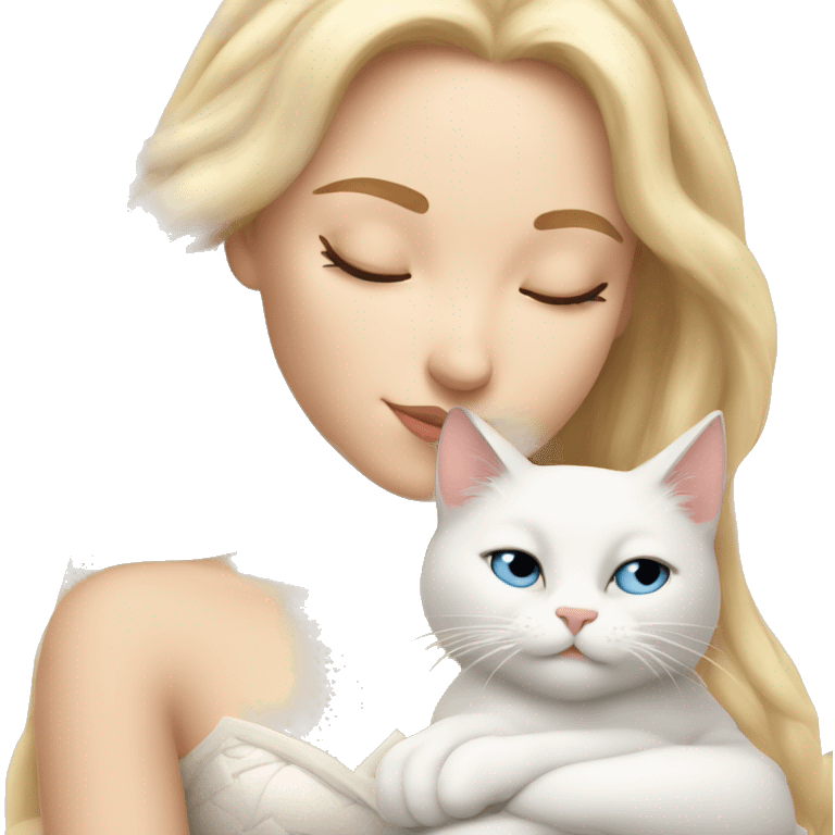 blonde Sleeping beauty girl with white kitty emoji