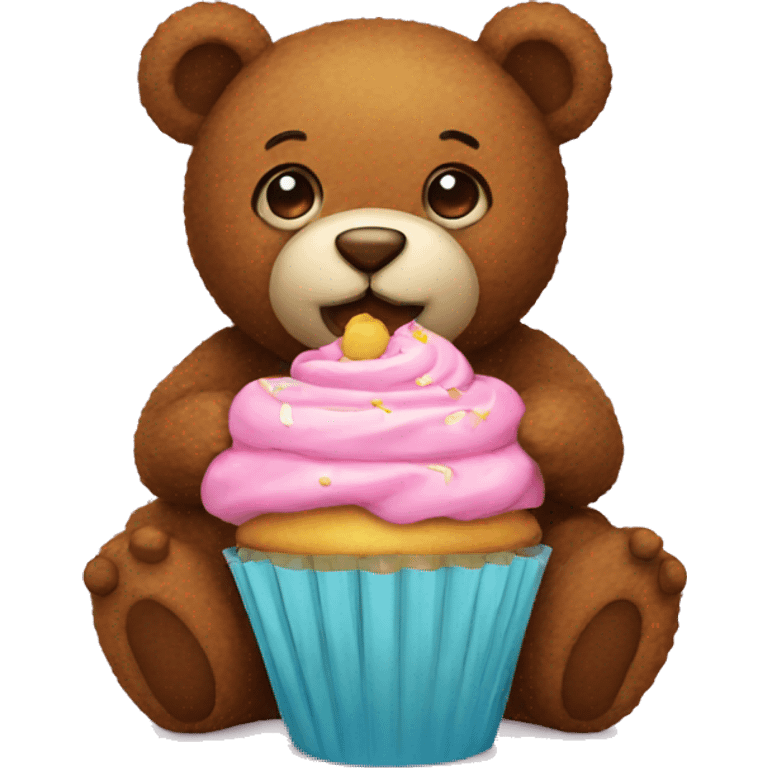 Teddy eating cupcake  emoji