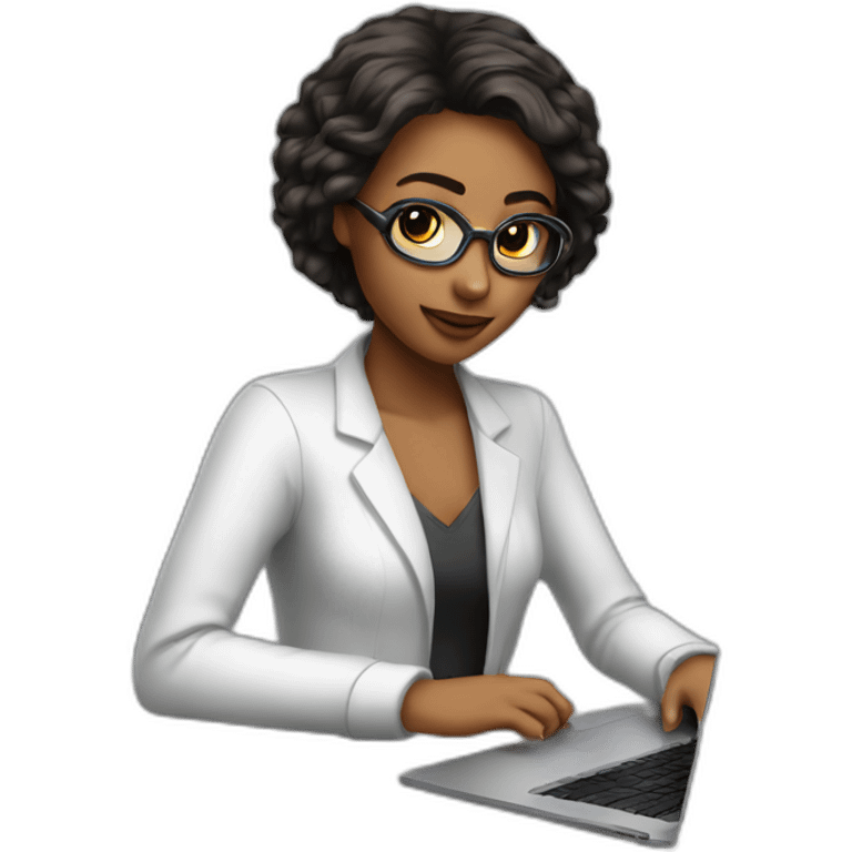 programmer girl beautiful work with MacBook emoji