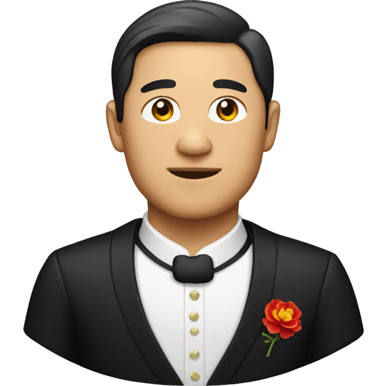 asian man with chinese wear black tuxedo  emoji