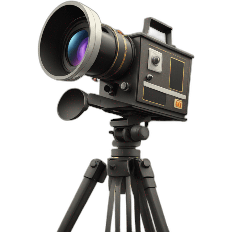 Create a vintage-style movie camera with digital enhancements, on a film set." emoji