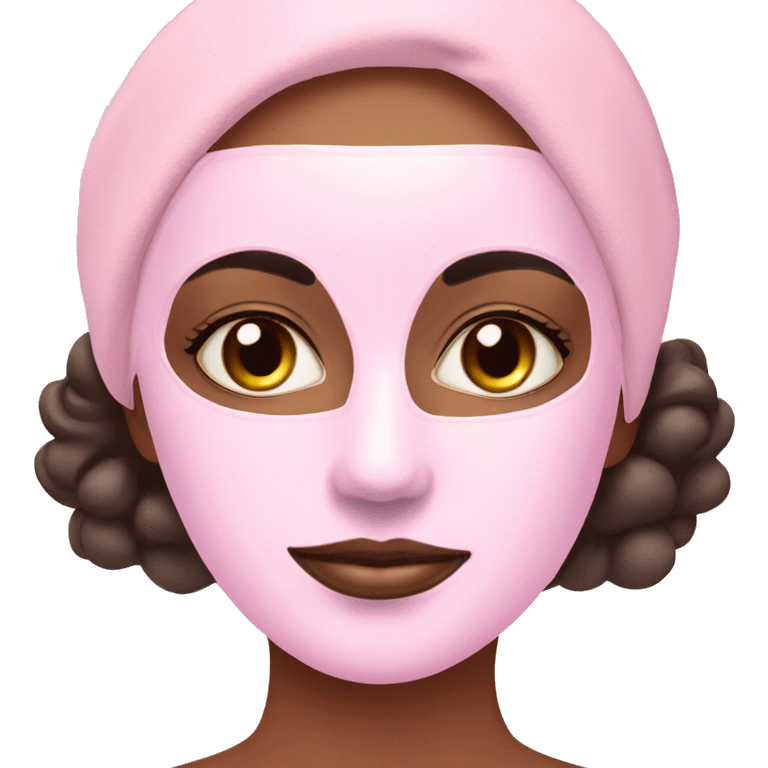 Lady with pastel pink face mask spa beauty full face relaxing emoji