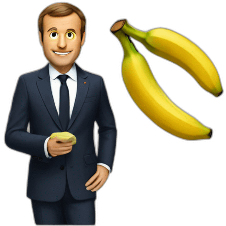 Macron qui mon une banane emoji