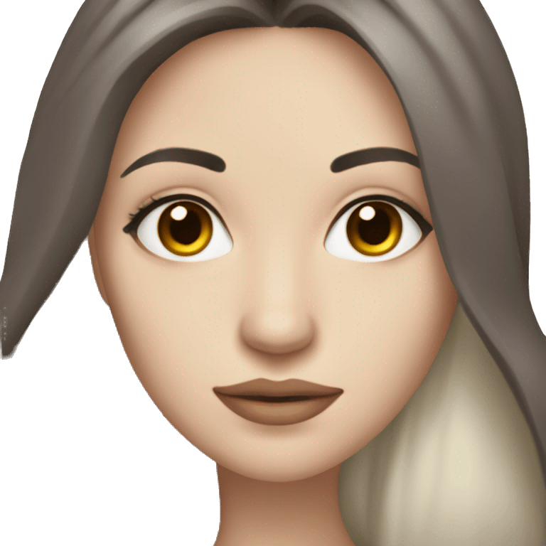 Beautiful woman with long dark hair and brown eyes and pale skin emoji