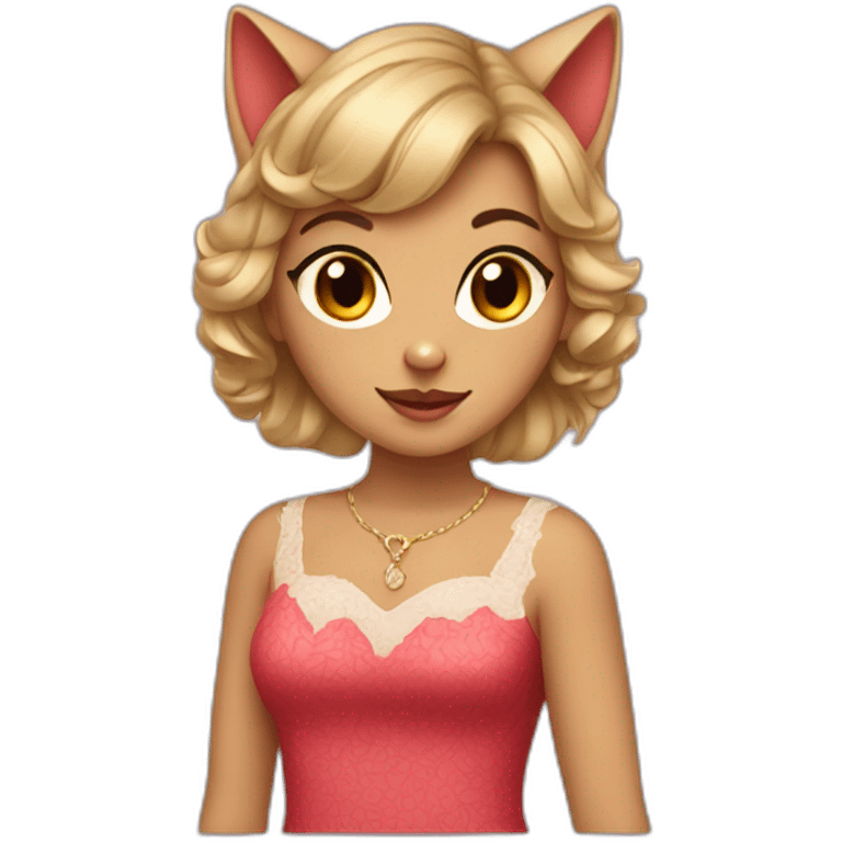 cat-girl in dress with red nails  emoji