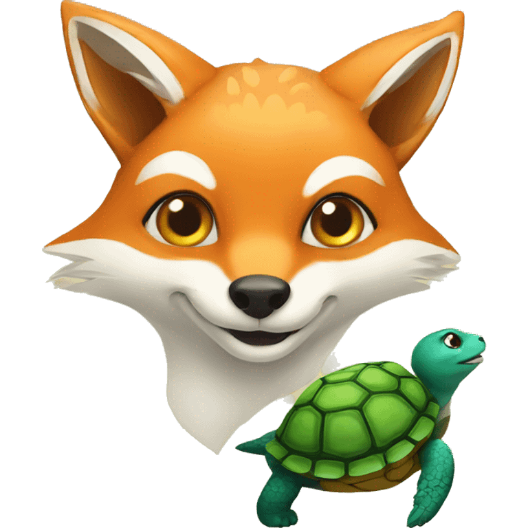 fox and turtle  emoji