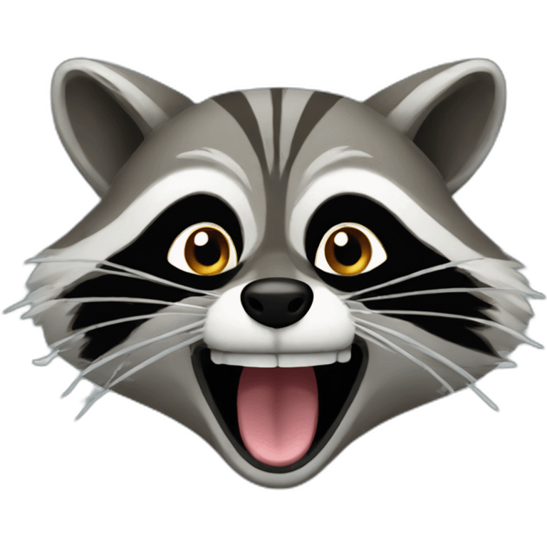 Raccoon opening mouth with smoke coming out of the mouth emoji