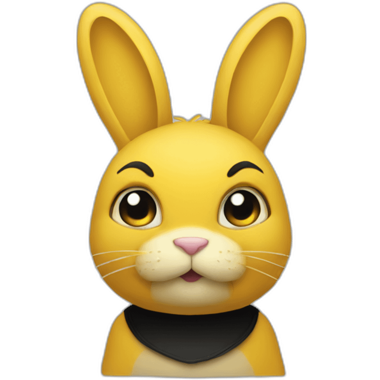 fierce looking yellow and black colored bunny facing to the right emoji