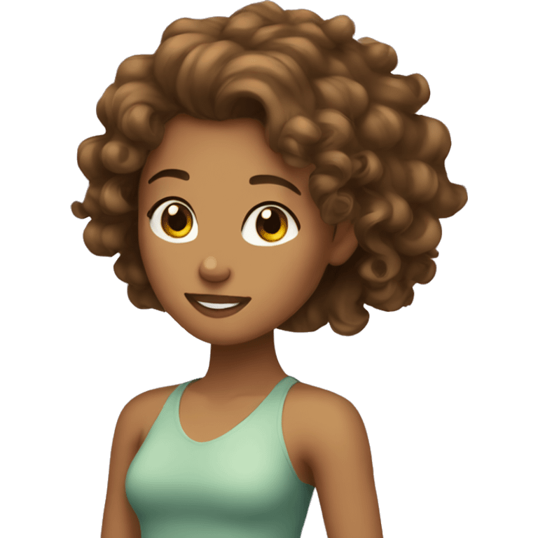 Girl with tan skin and long brown curly hair  emoji