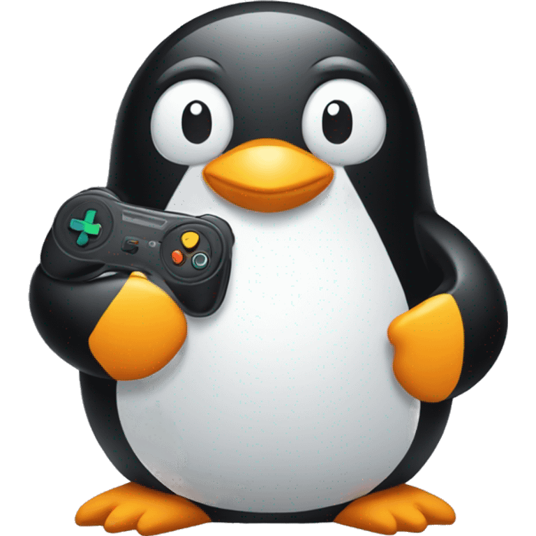 Penguin playing video games emoji