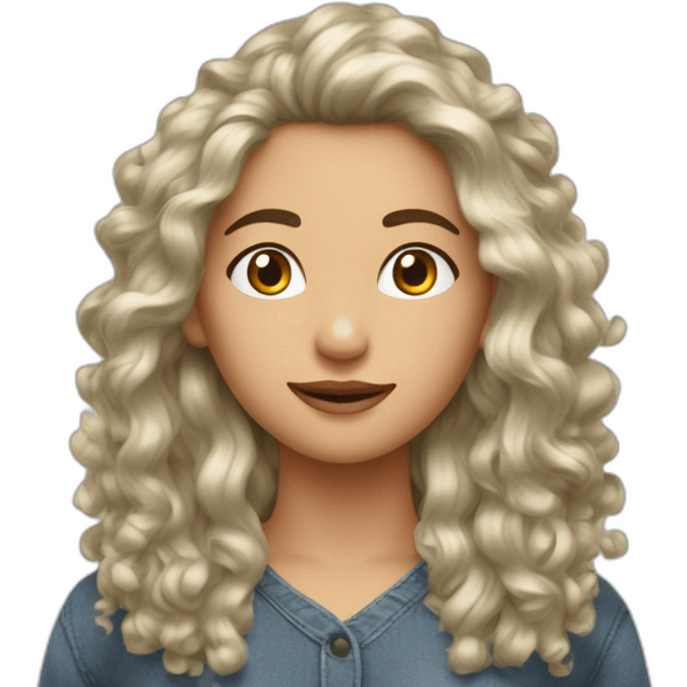 une meuf brunne avec les cheveux bouclé et long emoji