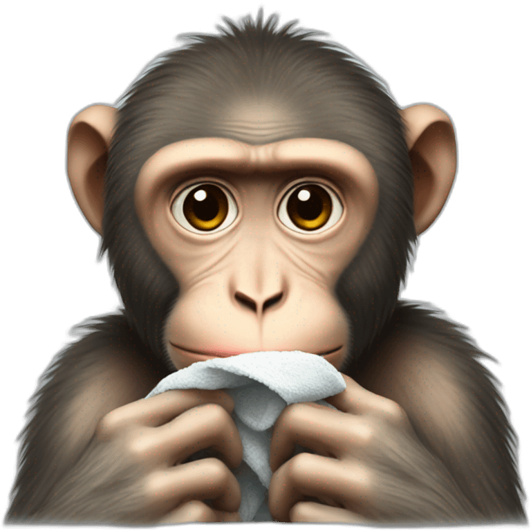 Sad macaque with a rag emoji